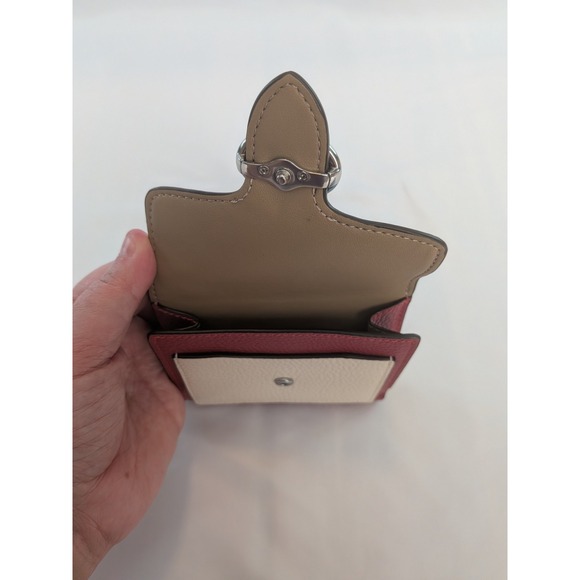 Coach Georgie Small Wallet Color Blocked Powder Blue Burgundy Chalk Black Pebble - Picture 8 of 8